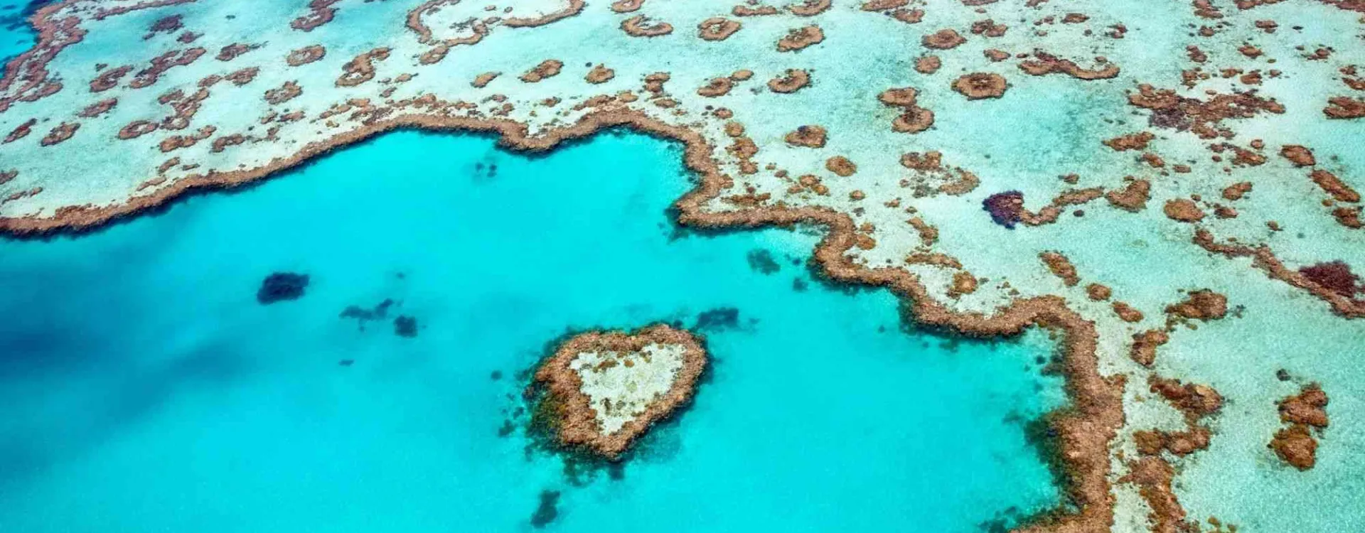 Vue aérienne du récif corallien en forme de cœur et du lagon turquoise de Nouvelle-Calédonie, classé au patrimoine mondial de l'UNESCO